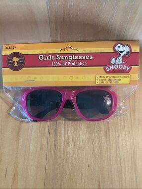 Snoopy Girls Pink and Black "Rock Star" Sunglasses - 100% UV Protection